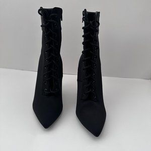 Women Ankle Lace Up Black Booties